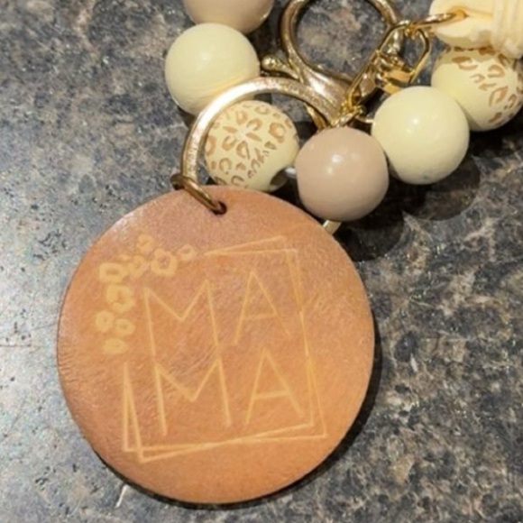 MAMA Beaded Keychain with Leather Tassel - Picture 2 of 4